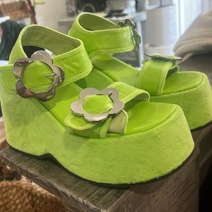 Delia’s by Dolls Kill Neon Green Groovy Platform Sandals